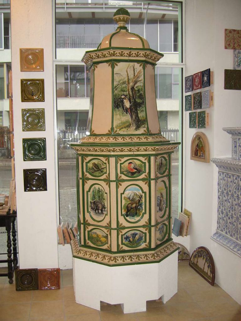Caccia stufa in maiolica vecchia maniera 003